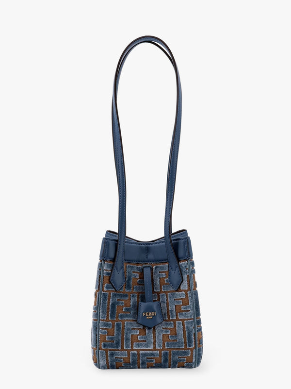 Convertible bucket bag in velvet with all-over ff logo