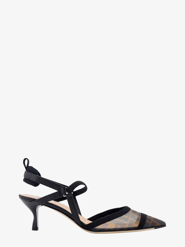 Colibrì leather and mesh slingback with FF motif