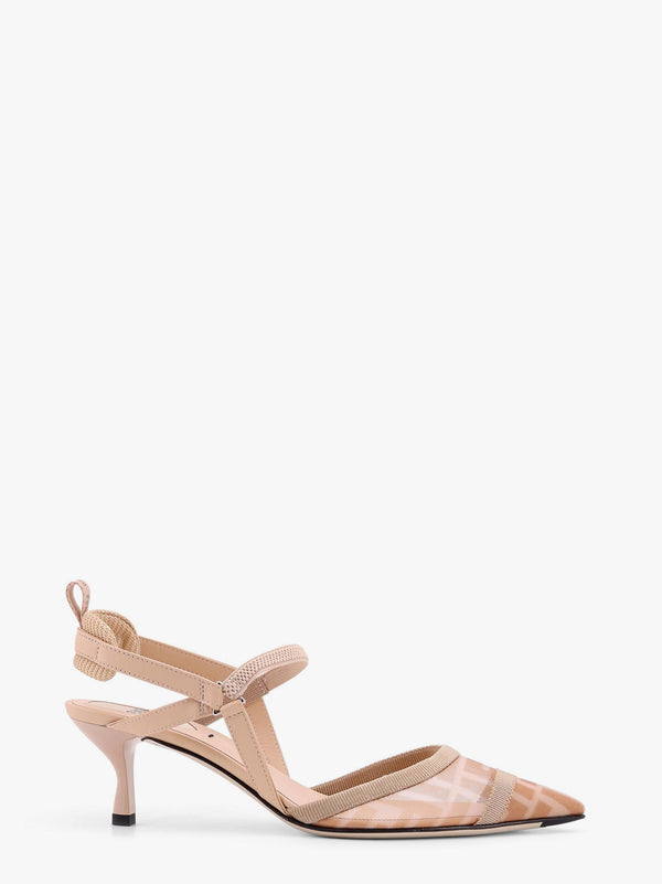 Colibrì leather and mesh slingback with FF motif