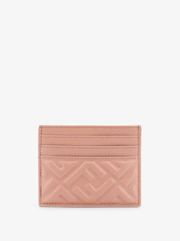 Leather card holder with all-over ff motif