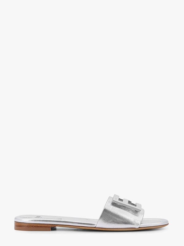 Laminated leather sandals with logo on the front