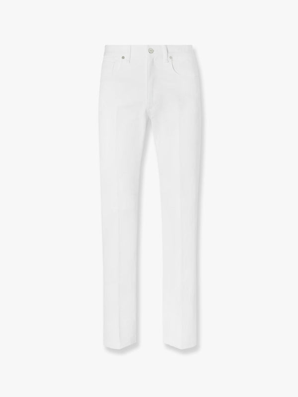 Regular fit denim trouser with ff logo embroidery