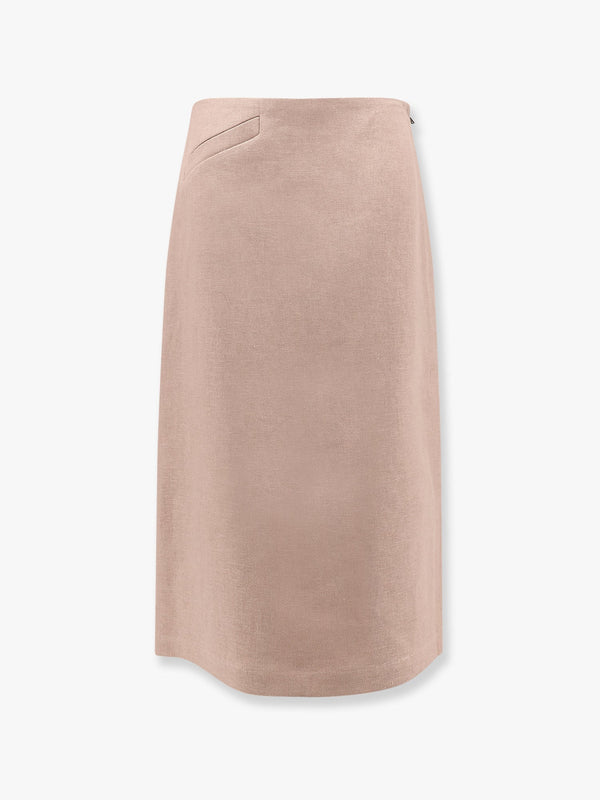 Linen skirt with side zip and slit