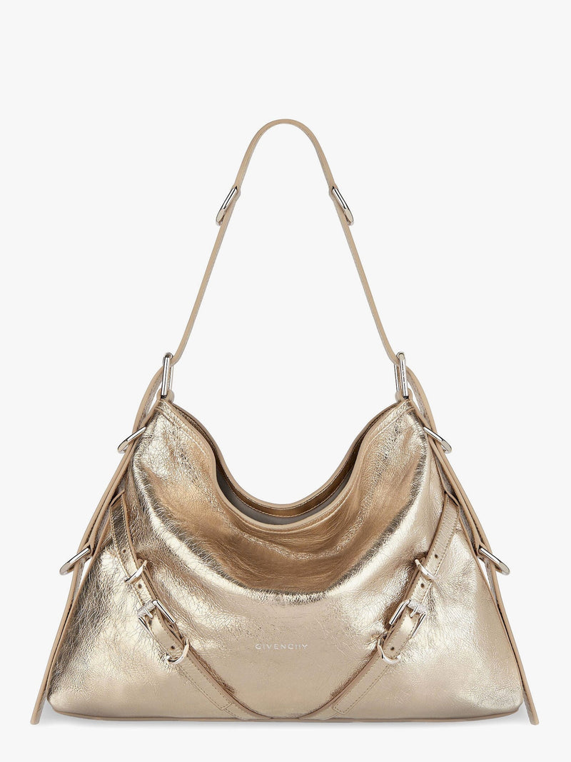Givenchy Bolso de hombro Givenchy Voyou de piel metalizada dorado - World Class Fashion