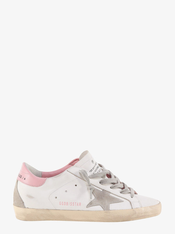 Super-star used-effect leather sneakers with suede profiles