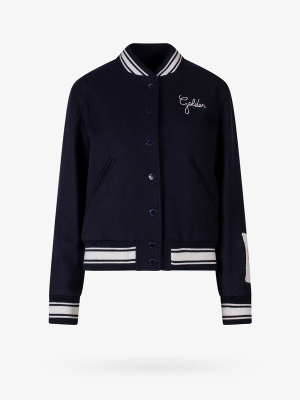 Wool blend bomber with embroidered logo