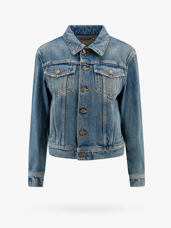 Denim jacket with embroidered monogram