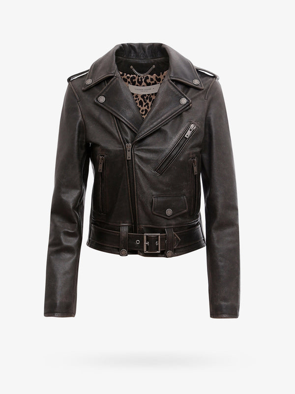 Destiny slim fit leather biker with lived-in effect