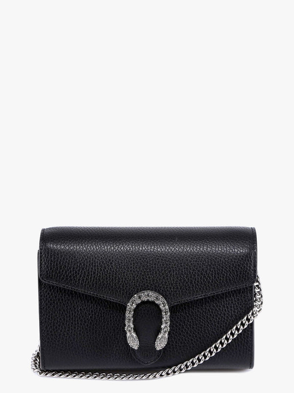 Gucci Leather Shoulder Bag With Iconic Tiger Heads Buckle
