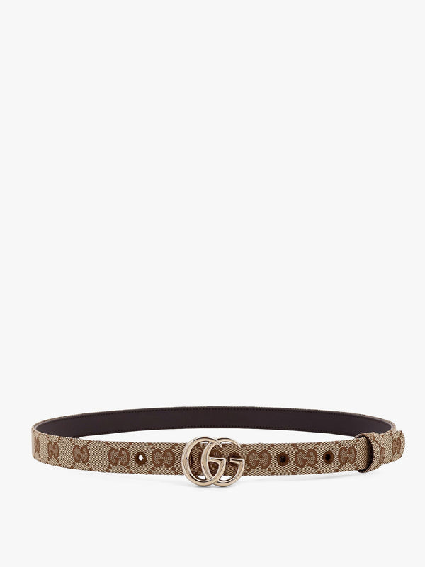 Gg supreme fabric and leather belt