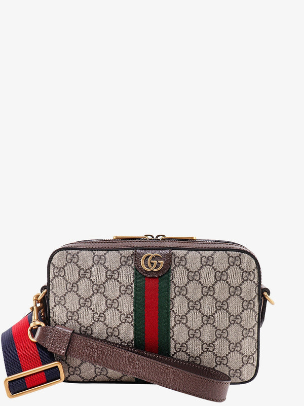 Gg supreme fabric shoulder bag with leather profiles