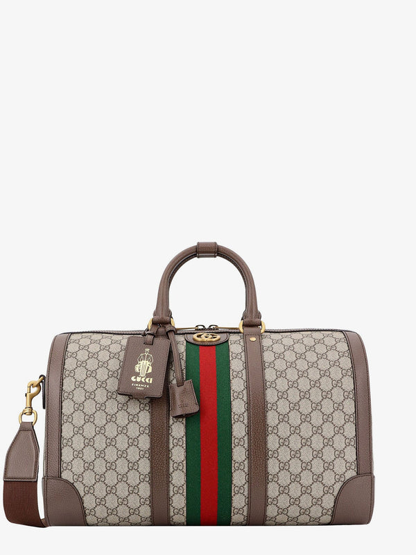 Gg supreme fabric and leather duffle bag