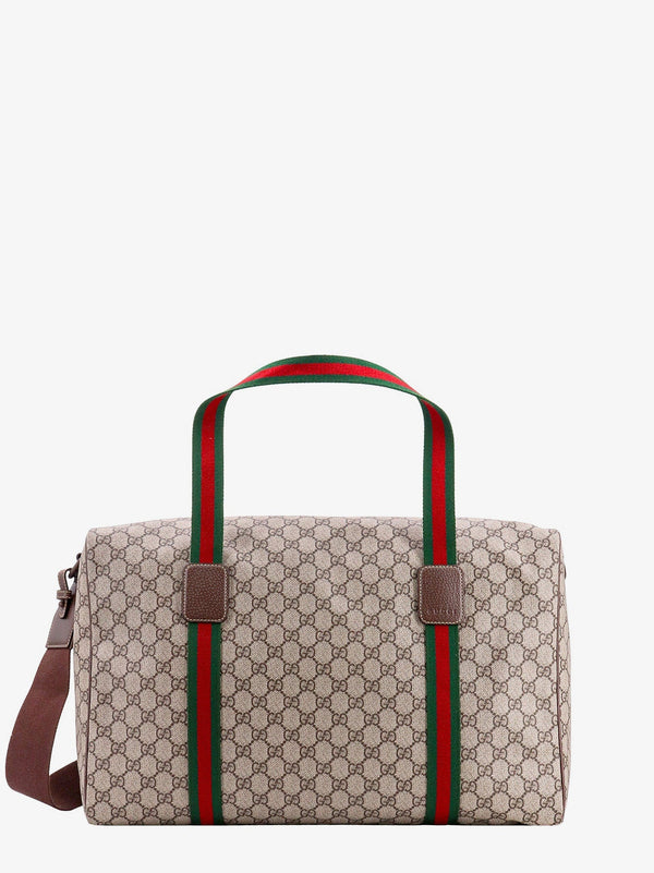Gg supreme fabric and leather duffle bag with web detail