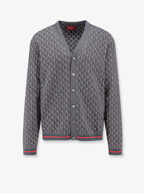 Wool and silk cardigan with gg motif