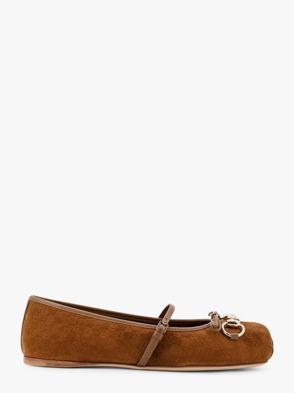 Suede ballerinas with all-over GG motif