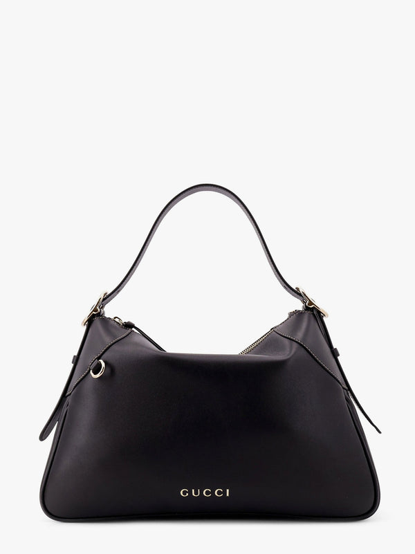 Gucci Gg Emblem Leather Shoulder Bag With Frontal Logo