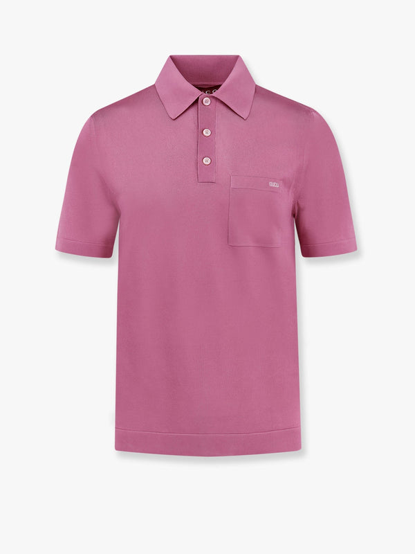 Gucci Silk Polo Shirt With Lateral Intarsia