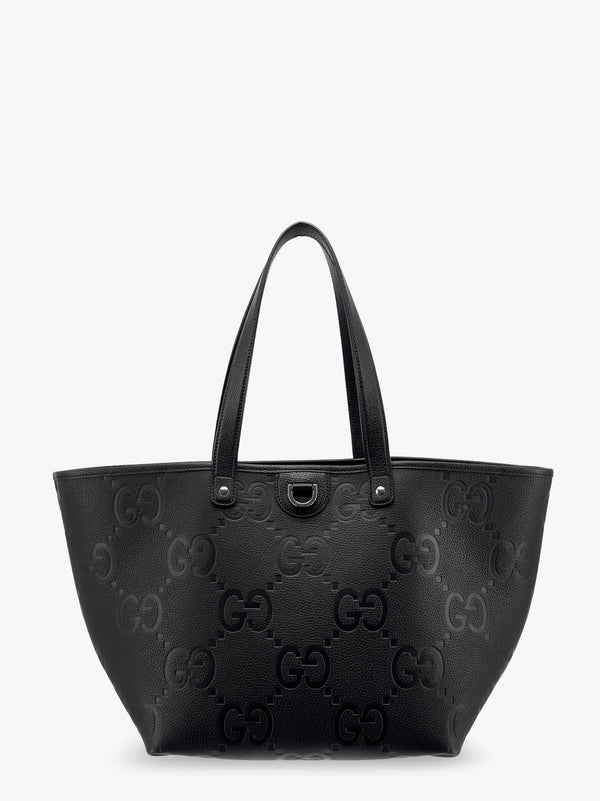 Leather shopping bag with jumbo gg motif