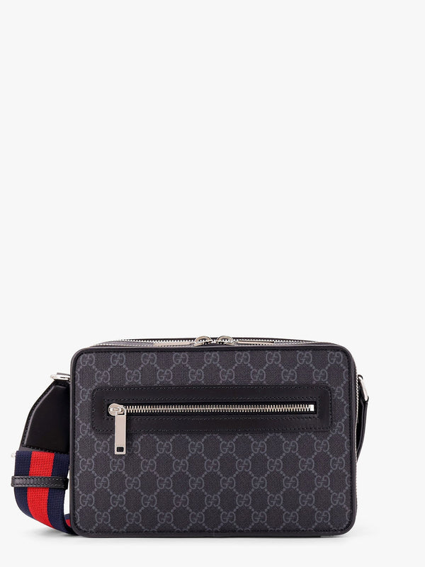 Gg supreme fabric and leather shoulder bag