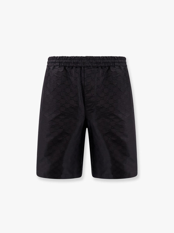 Cotton and silk bermuda shorts with allover gg logo