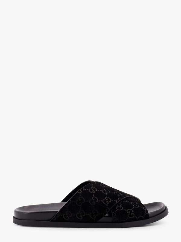 Gucci Leather Slides With All-Over Gg Motif