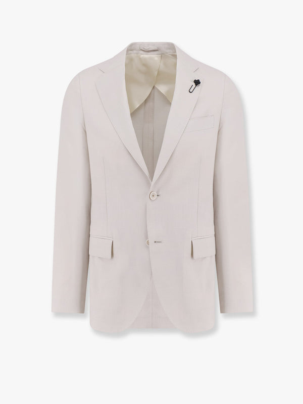 Iconic single-breasted virgin wool, silk and linen blazer