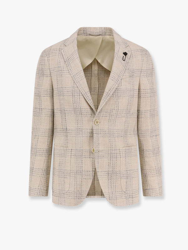 Silk blend blazer with iconic brooch