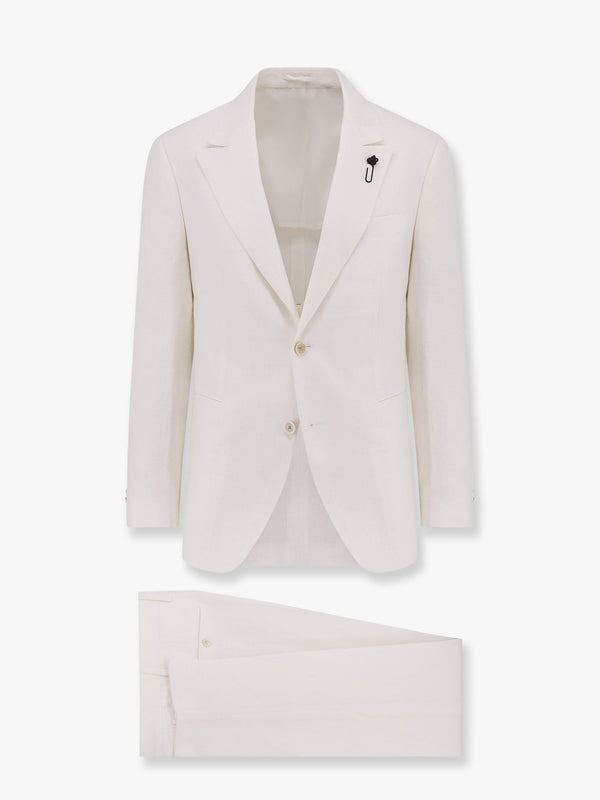 Feeling linen suit with removable iconic brooch