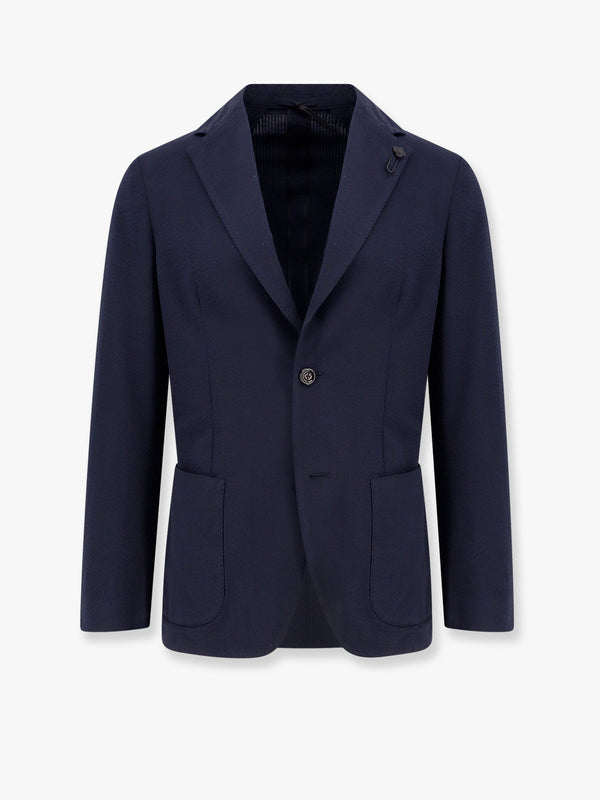 Cotton blazer with iconic brooch