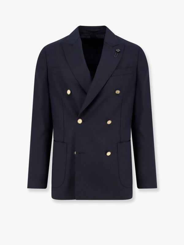 Double-breasted wool blend blazer