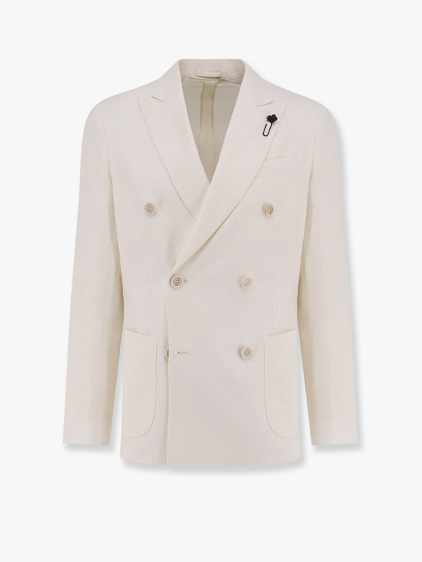 Roma double-breasted blazer with removable iconic brooch