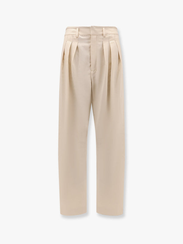Pleated tailored wool blend trouser