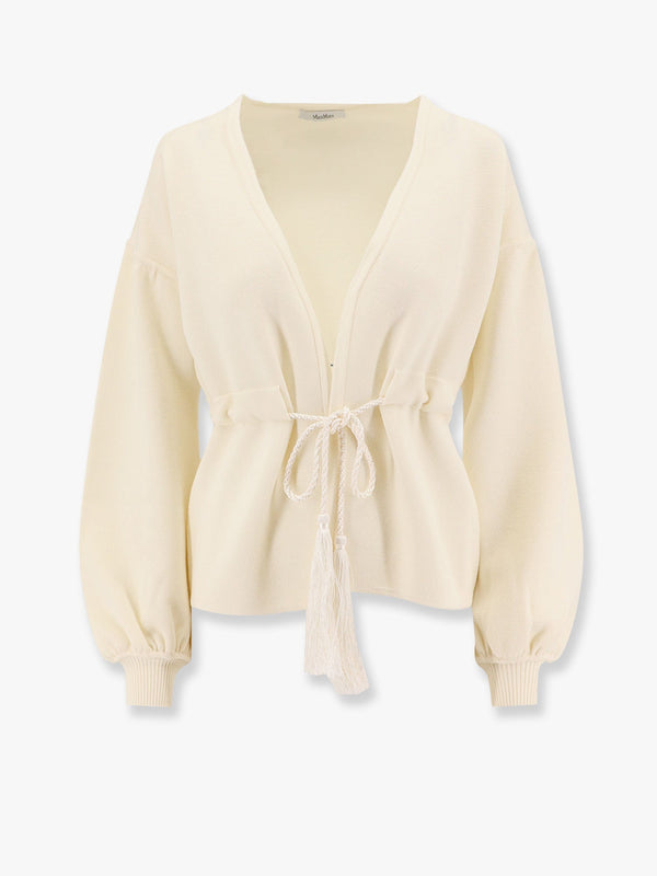 Max Mara Tiberio Virgin Wool Cardigan With Rope At Waist