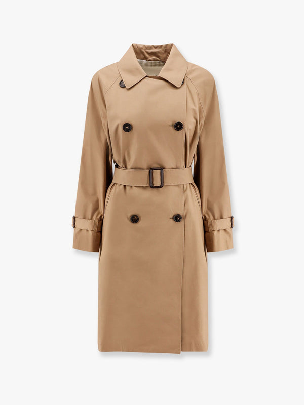 Cotton blend c trench with leather buckles