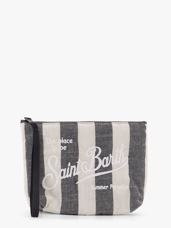 Aline soft pochette with linen stripes big print