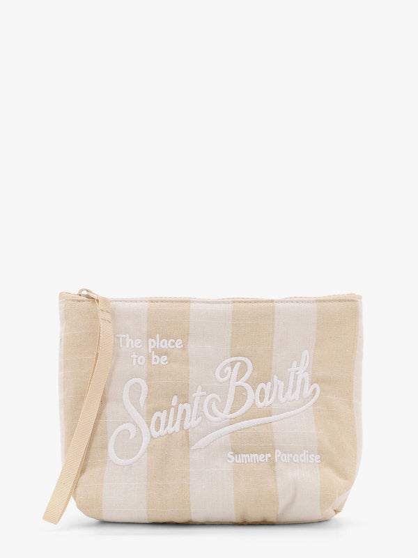Aline soft pochette with linen stripes big print