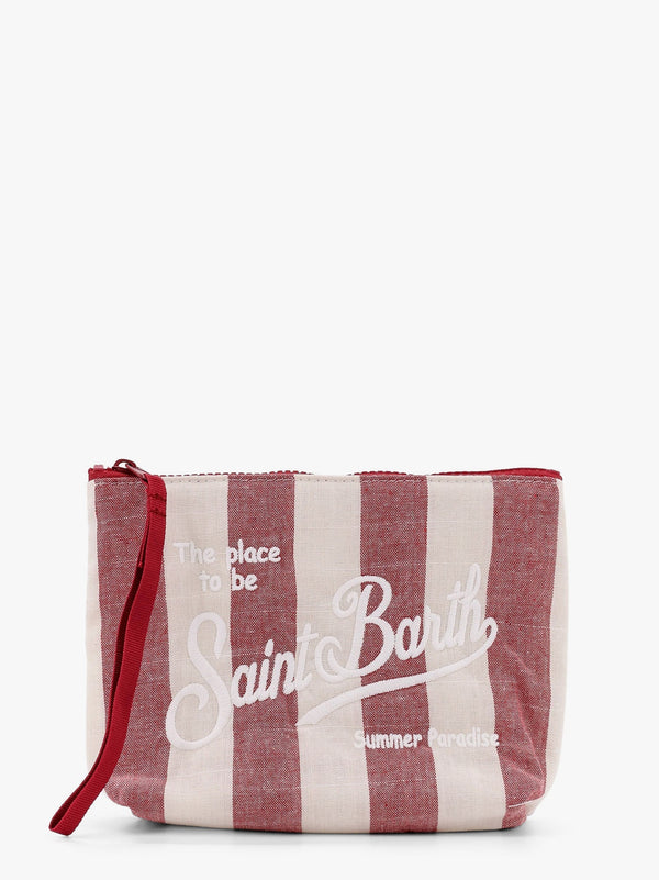 Aline soft pochette with linen stripes big print