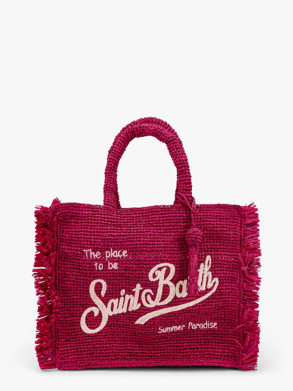 Colette rafia handbag with Logo embroidery