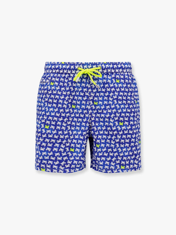 Comfort light nylon swim trunk with crab background print