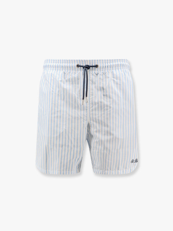 Recycled nylon swim trunks with gustavia stripes print