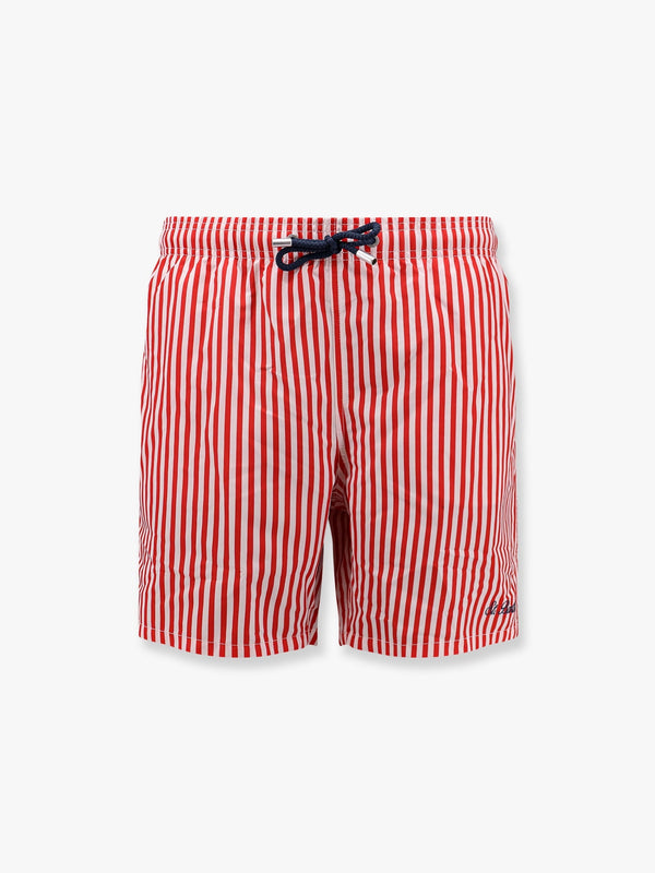 Recycled nylon swim trunks with gustavia stripes print