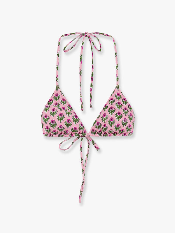 Leah nylon bikini top with radical flowers print