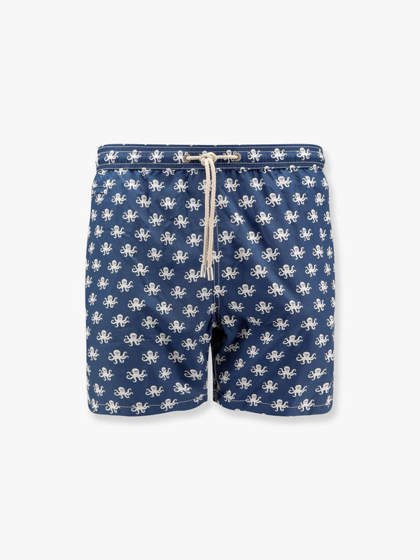 Recycled nylon swim trunks with polpo gang print