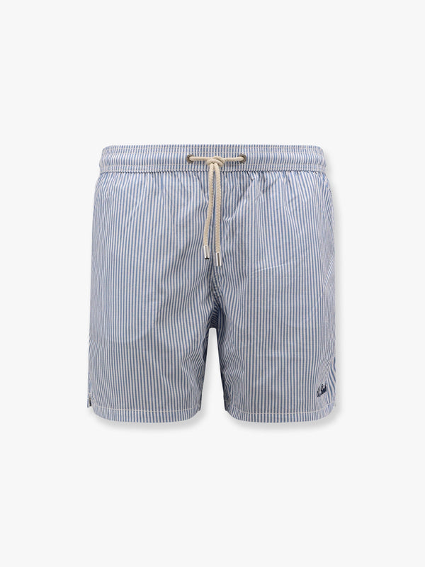 Patmos nylon swim trunks with seersucker stripes