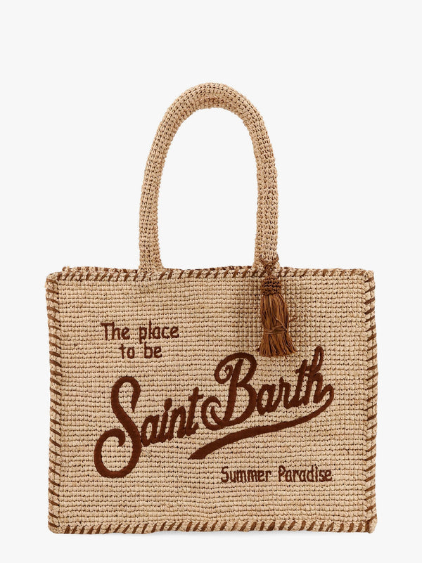 Vanity raffia handbag with Logo embroidery