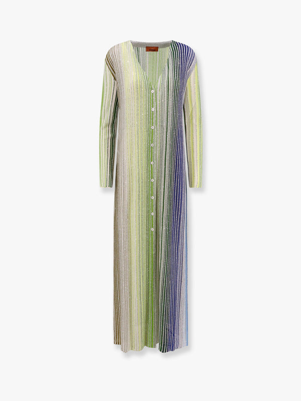 Multicolor viscose blend long cardigan
