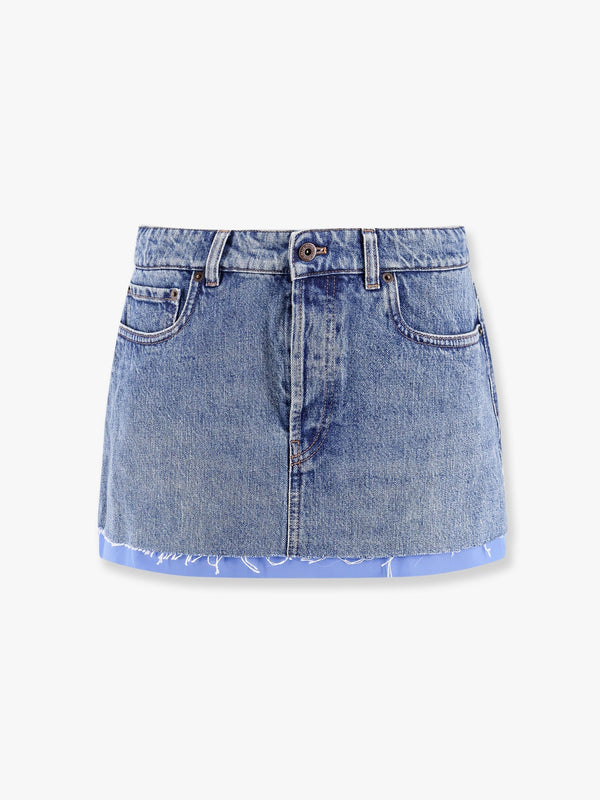 Denim skirt with satin detail