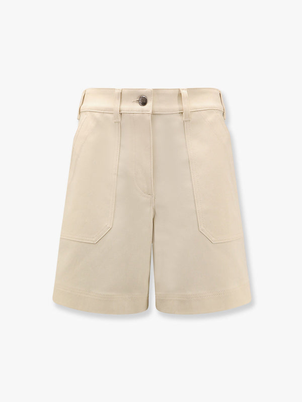 Moncler Stretch Cotton Shorts With Maxi Logo Patch