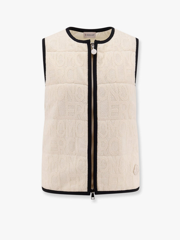 Moncler Padded Cotton Blend Vest With All-Over Logo