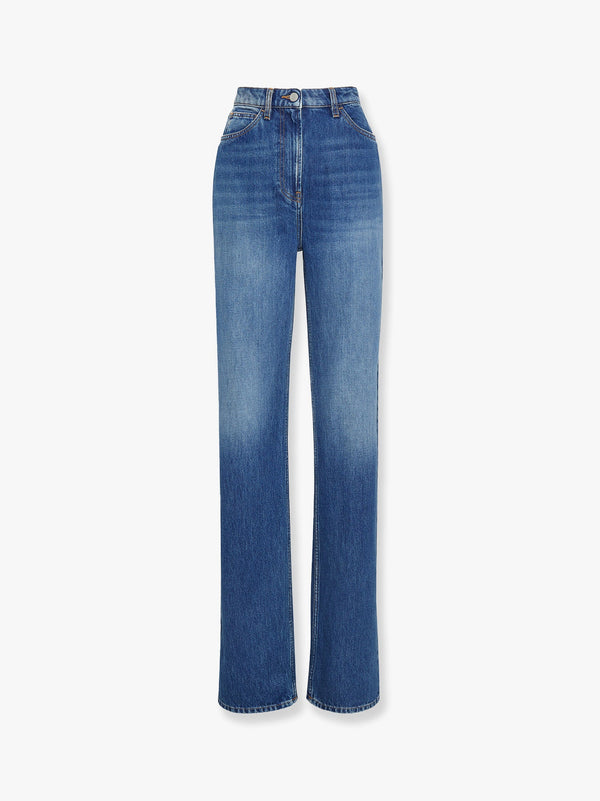 Five pockets jeans with logo tag <BR/>